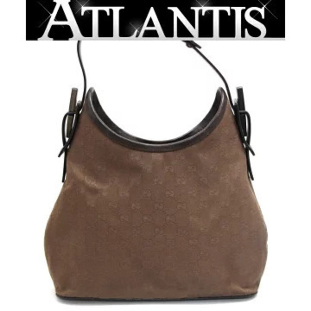 Gucci GG canvas One Shoulder Hobo bag brown leather